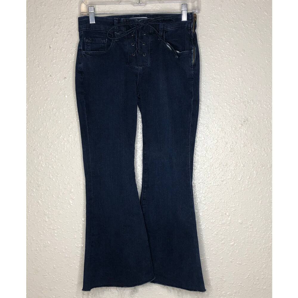 FRAME Denim Le Bell Mid-Rise Wide Leg Cropped Jeans US 24 XS Lace up